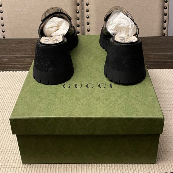 chunky authentic GUCCI mid-heel slides / loafers with horsebit - Picture 3 of 4